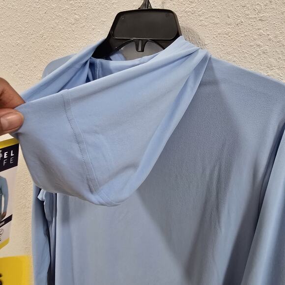 Reel Life Get Outdoors Performance Hoodie Shirt Light Blue UPF 50 S Long Sleeve - Picture 7 of 10